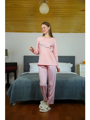 Beruflic Kadın Penye Uzun Kol Pijama Takım Somon