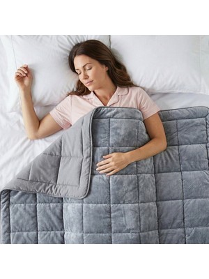 Tek Kişilik Çift Taraflı Welsoft  Yorgan Gri 155X215 cm - Velour Serisi