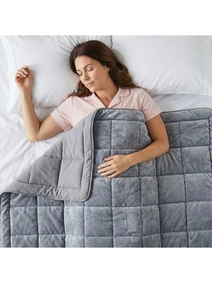 Çift Kişilik Çift Taraflı Welsoft Yorgan Gri 195X215 cm - Velour Serisi