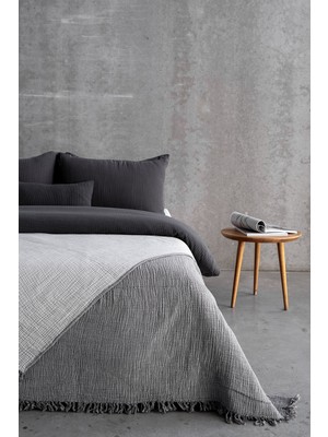 Barine Cocoon 4 Katlı Müslin Yatak Örtüsü Koyu Gri