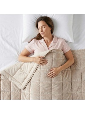 Çift Kişilik Çift Taraflı Welsoft  Yorgan Taş 195X215 cm - Velour Serisi