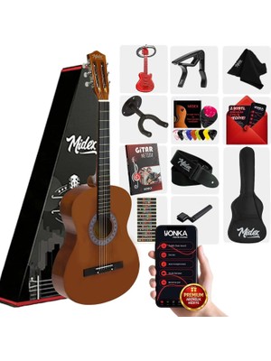 Midex CG-36BRW-PAK Kaliteli 36 Inç 3/4 Juniur Çocuk Gitarı 8-12 Yaş Arası (Çanta Capo Askı Nota Sticker Pena Metod)