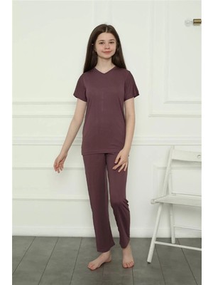 Beruflic Kız Çocuk Penye Pijama Takım Mürdüm