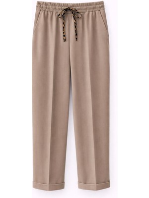 Mixray 4789 Kadın Leopar Biyeli Havuç Pantolon Vizon