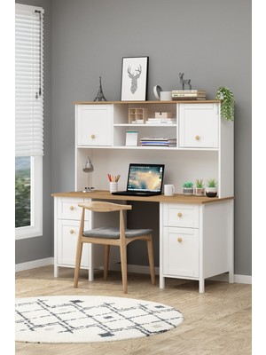 AVM Park Sobre Raflı Bilgisayar Masası Çekmeceli Kitaplıklı Çalışma Masası