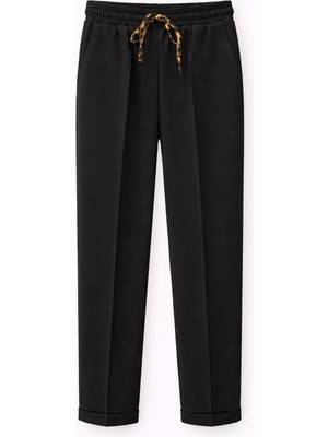 Mixray 4789 Kadın Leopar Biyeli Havuç Pantolon Siyah