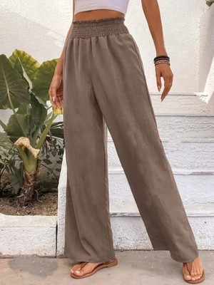 Etiler Collection Kadın Yüksek Bel Lastikli Ithal Krep Pantolon