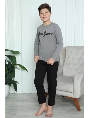 Beruflic Erkek Çocuk Penye Pijama Takım Füme
