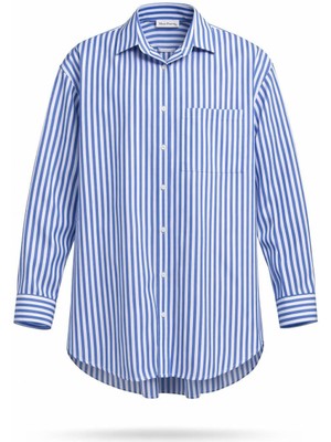 Miss Poem Kadın Mavi Çizgili Uzun Kol Gömlek