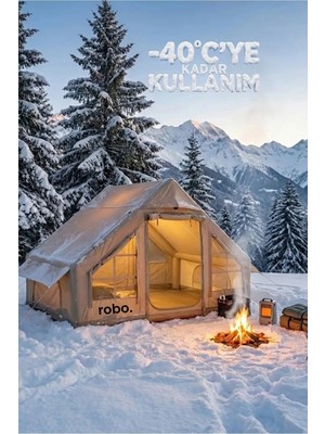 Robo 6 Kişilik 4 Mevsim Şişme Kamp Çadırı (Oxford 210T UPF>40 Kumaş, -40 °C'ye Kadar Kullanım)
