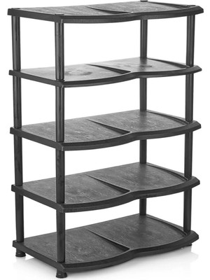 Kızılelmada Modern Tasarım 5 Bölmeli Gri Ayakkabılık