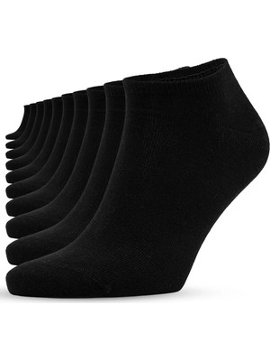 Sonnors 10 Çift Uniseks Sneaker Kadın Erkek Çorap - Siyah