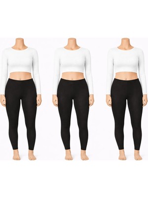 Belpa Kadın Siyah Termal Tayt 3 Adet