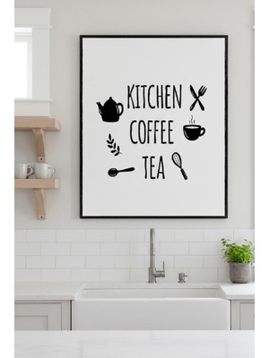 Safir Design Modern Mutfak Sanatı,kitchen Coffee Tea Yazılı Çerçeveli Tablo