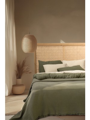 Barine Cocoon 4 Katlı Müslin Yatak Örtüsü Haki