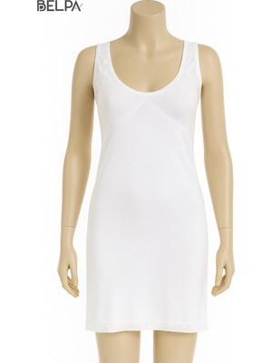 Belpa Ceylanoğlu Kadın Penye Kombinezon %100 Pamuk Beyaz Renkli Uzun Model Konforlu Kullanım