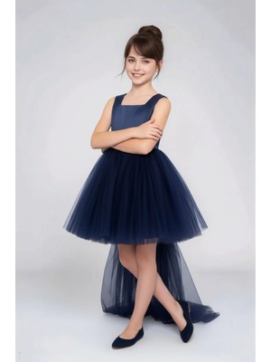 Ricalena Kız Çocuk Abiye Elbise Tül Detaylı Mezuniyet Balo Düğün Elbisesi