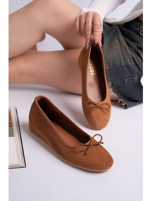 Muggo Hidden Gizli Topuklu Fiyonk Detaylı Deri Kadın Babet