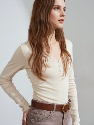 Dilvin 32699 %100 Pamuk Düğme Detaylı Top-Taş