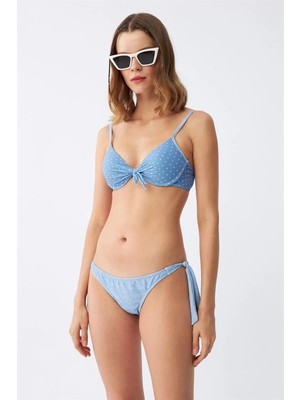 Beruflic Kadın Yandan Bağlamalı Yarım Destekli Fiyonklu Alt Üst Bikini Takım Buz Mavisi