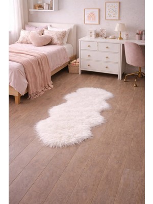 Saymine Kuzu Post Peluş Premium Yumuşak Tüylü Halı - Beyaz