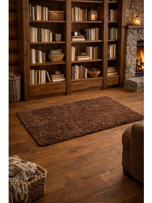 Saymine Kuzu Post Peluş Premium Kalite Yumuşak Tüylü Halı - Kahve