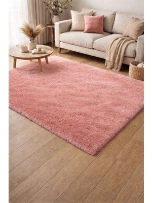 Saymine Kuzu Post Peluş Premium Kalite Yumuşak Tüylü Kare Halı - Pembe