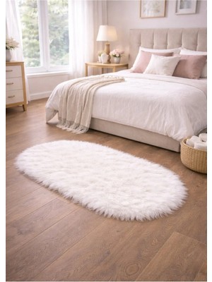 Saymine Kuzu Post Peluş Premium Yumuşak Tüylü Halı Beyaz