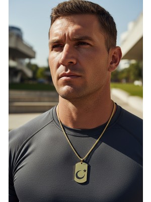 Medo E-Konsept Ay Yıldız Motifli Altın Kaplama Çelik Künye Kolye