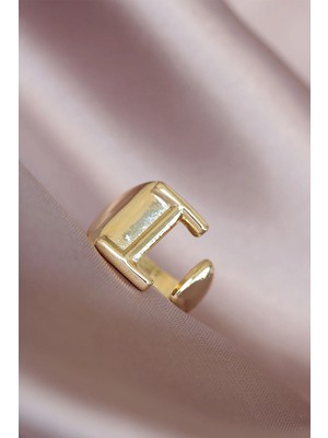 Butik Mey Ithalat® I Harfli Altın Renk Ayarlamalı Metal Kadın Yüzük