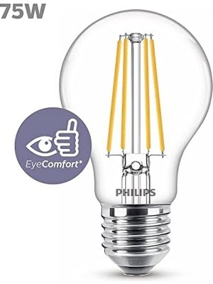 LED 75W A60 Filament Ampul, 2700 Sarı Işık, E27 Normal Duy, Dim Edilmez
