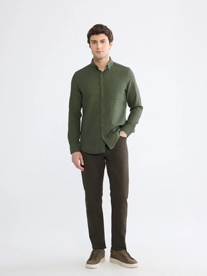 LC Waikiki Haki Dar Kalıp Gabardin Erkek Chino Pantolon