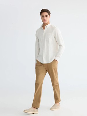 LC Waikiki Kahverengi Standart Kalıp Gabardin Erkek Chino Pantolon