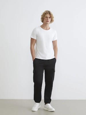 LC Waikiki Siyah Standart Kalıp Erkek Kargo Pantolon