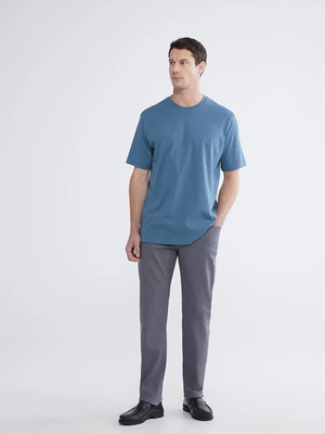 LC Waikiki Gri Dar Kalıp Gabardin Erkek Chino Pantolon