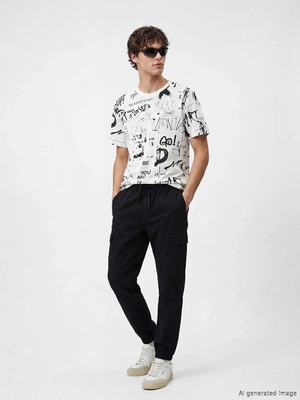 LC Waikiki Siyah Standart Kalıp Kargo Jogger Erkek Pantolon