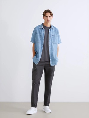 LC Waikiki Antrasit Standart Kalıp Gabardin Erkek Kargo Pantolon