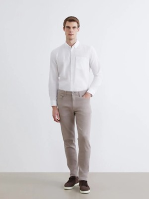 LC Waikiki Bej Dar Kalıp Gabardin Erkek Chino Pantolon