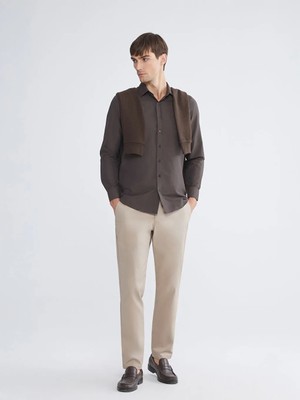 LC Waikiki Bej Dar Kalıp Gabardin Erkek Chino Pantolon