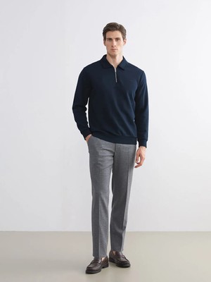 LC Waikiki Gri Standart Kalıp Ekose Erkek Pantolon