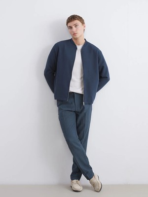 LC Waikiki Petrol Standart Kalıp Keten Görünümlü Erkek Pantolon