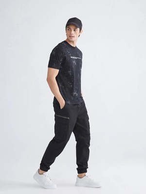 LC Waikiki Siyah Standart Kalıp Gabardin Erkek Kargo Pantolon