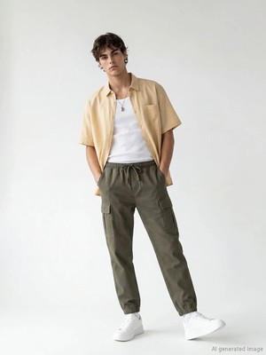 LC Waikiki Haki Standart Kalıp Erkek Kargo Cepli Jogger Pantolon