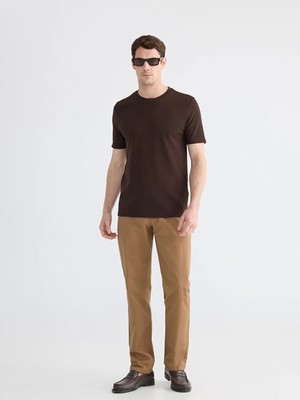 LC Waikiki Kahverengi Standart Kalıp Gabardin Erkek Chino Pantolon
