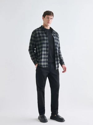 LC Waikiki Siyah Standart Kalıp Gabardin Erkek Chino Pantolon