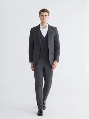 LC Waikiki Antrasit Standart Kalıp Ekose Erkek Pantolon