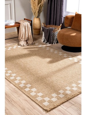 Koza Home Fibra Natural Krem Halı Kilim Salon Oturma Odası Yolluk Yatak Odası Koridor Halısı A0705A