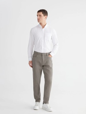 LC Waikiki Haki Dar Kalıp Gabardin Erkek Chino Pantolon