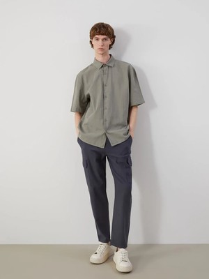 LC Waikiki Antrasit Rahat Kalıp Keten Görünümlü Erkek Kargo Pantolon