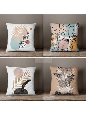 Lia Store Bohem Motifli Dekoratif 4'lü Kombin Kırlent Kılıfı Seti